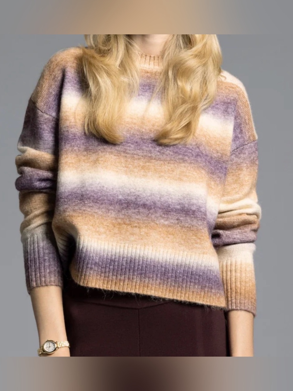 Weekend LA Ravi Ombre Striped Crewneck Sweater - Cozy Knit Drop Shoulder Sz 1X